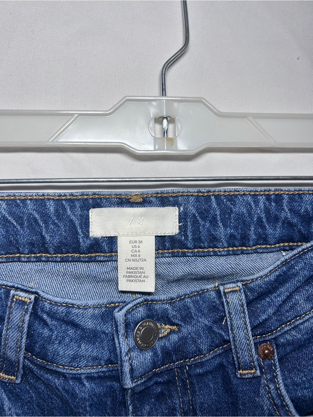 H&M High Rise Flare Jeans Womens 6 Blue Wash Wide Leg Stretch Denim - Picture 2 of 9